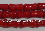 CCB51 15.5 inches 6*10mm bamboo shape red coral beads Wholesale