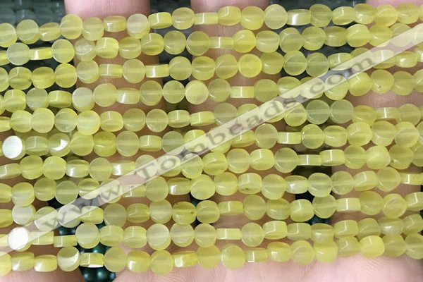 CCB514 15.5 inches 4mm coin lemon jade beads wholesale