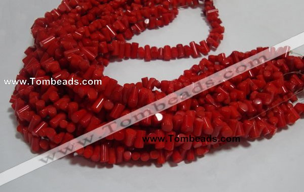 CCB53 15.5 inches 6*9mm column red coral beads Wholesale