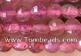 CCB532 15.5 inches 4mm faceted coin strawberry quartz beads