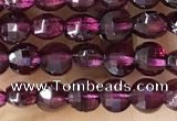 CCB537 15.5 inches 4mm faceted coin purple garnet beads wholesale