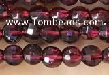 CCB538 15.5 inches 4mm faceted coin red garnet beads wholesale