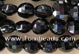 CCB549 15.5 inches 4mm faceted coin black tourmaline beads