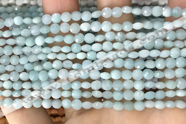 CCB552 15.5 inches 4mm faceted coin amazonite gemstone beads