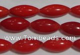 CCB59 15.5 inches 5*12mm rice shape red coral beads Wholesale