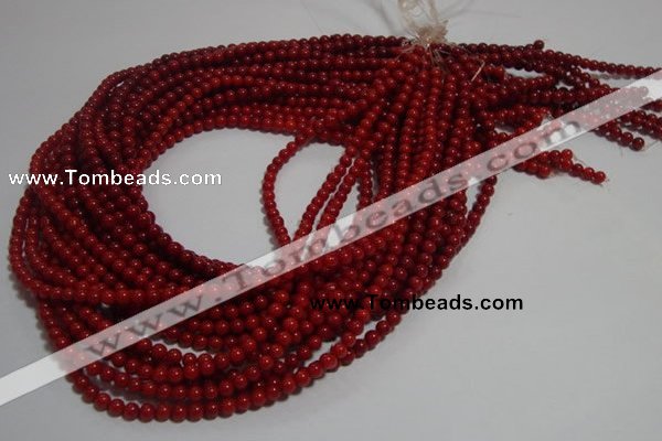 CCB60 15.5 inches 4mm round red coral beads Wholesale