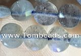 CCB607 15.5 inches 6mm faceted coin labradorite gemstone beads