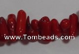 CCB61 15.5 inch 4*11mm irregular branch red coral chip beads