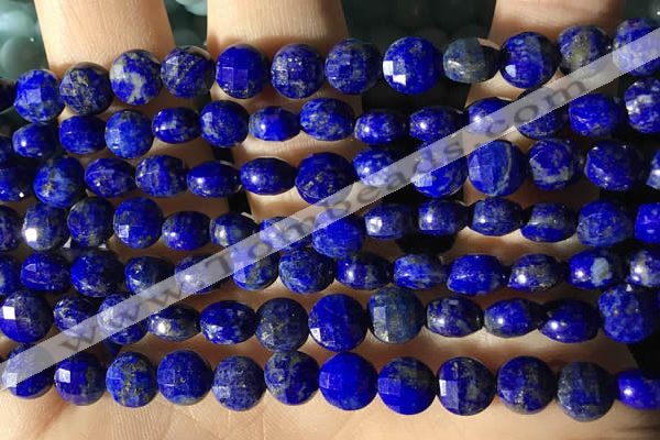 CCB624 15.5 inches 6mm faceted coin lapis lazuli gemstone beads