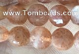 CCB628 15.5 inches 6mm faceted coin natural sunstone gemstone beads