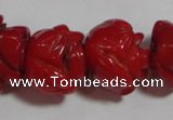 CCB63 15.5 inches 13mm rose shape red coral beads Wholesale