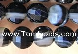 CCB631 15.5 inches 6mm faceted coin black line agate beads