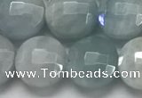 CCB680 15.5 inches 10mm faceted coin aquamarine gemstone beads