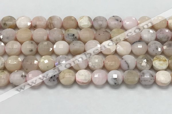 CCB682 15.5 inches 10mm faceted coin pink opal gemstone beads