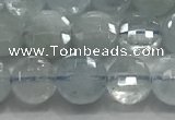 CCB700 15.5 inches 6mm faceted coin aquamarine gemstone beads