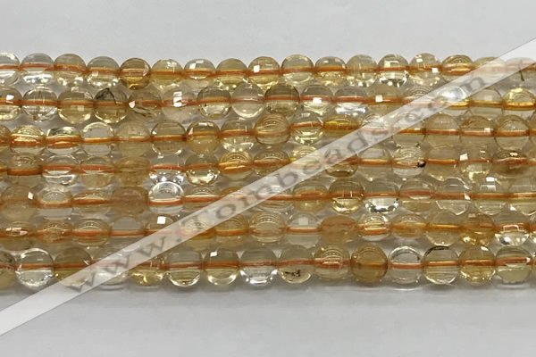 CCB703 15.5 inches 6mm faceted coin citrine gemstone beads