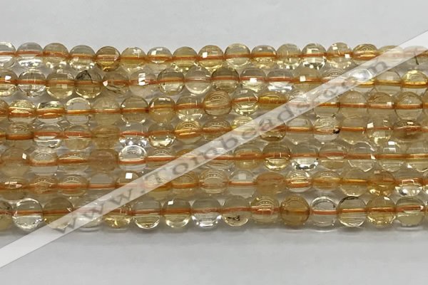 CCB703 15.5 inches 6mm faceted coin citrine gemstone beads