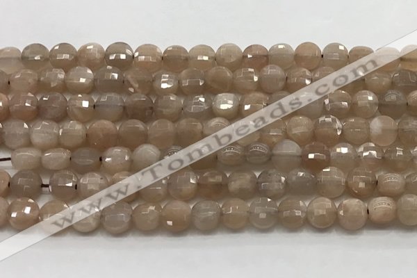 CCB705 15.5 inches 6mm faceted coin moonstone gemstone beads