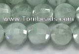 CCB708 15.5 inches 6mm faceted coin green angel skin gemstone beads