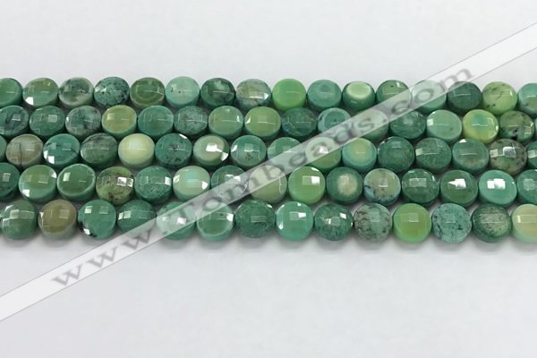 CCB709 15.5 inches 6mm faceted coin grass agate gemstone beads