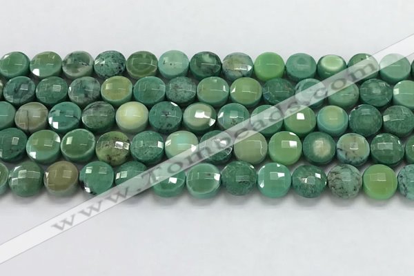 CCB730 15.5 inches 8mm faceted coin grass agate gemstone beads