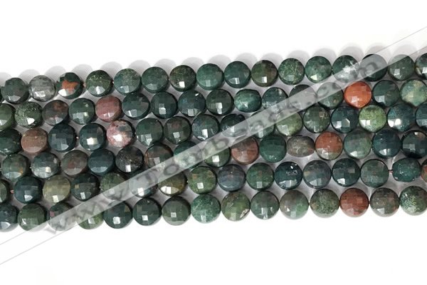 CCB750 15.5 inches 8mm faceted coin Indian bloodstone gemstone beads
