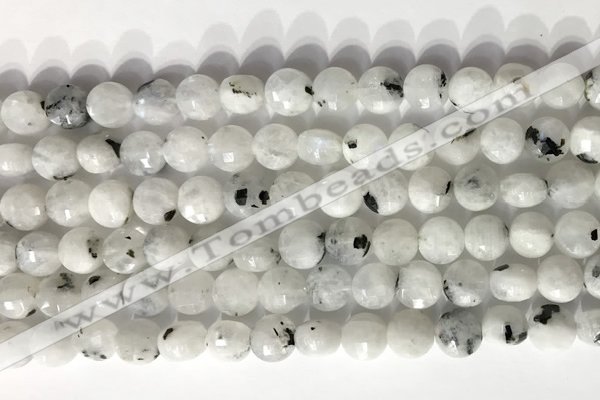 CCB756 15.5 inches 8mm faceted coin white moonstone beads