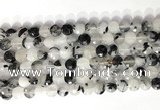 CCB758 15.5 inches 8mm faceted coin black rutilated quartz beads