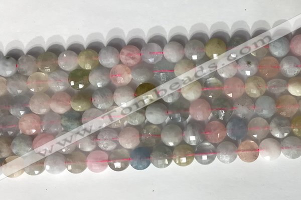 CCB768 15.5 inches 8mm faceted coin morganite gemstone beads