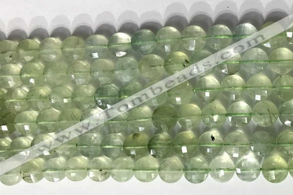 CCB771 15.5 inches 8mm faceted coin prehnite gemstone beads