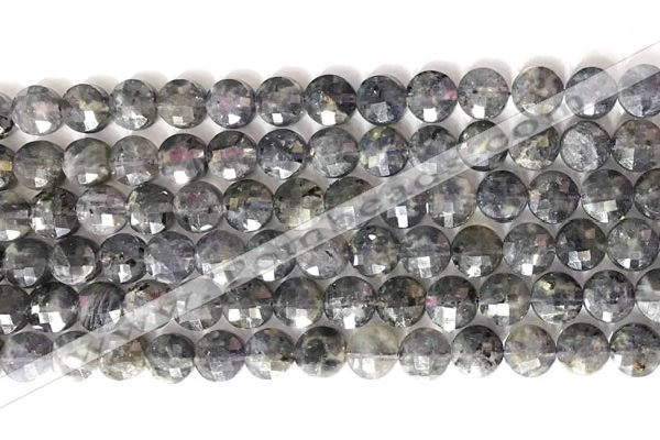 CCB772 15.5 inches 8mm faceted coin iolite gemstone beads