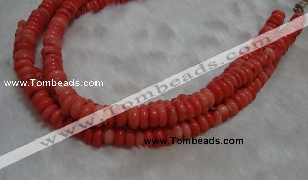 CCB80 15.5 inches 5*9mm roundel pale red coral beads Wholesale