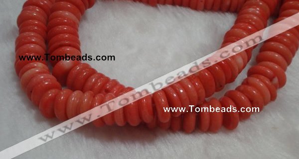 CCB81 15.5 inches 5*13mm roundel pale red coral beads Wholesale