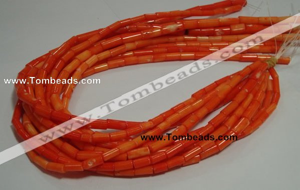 CCB83 15.5 inches 5*10mm column orange coral beads Wholesale