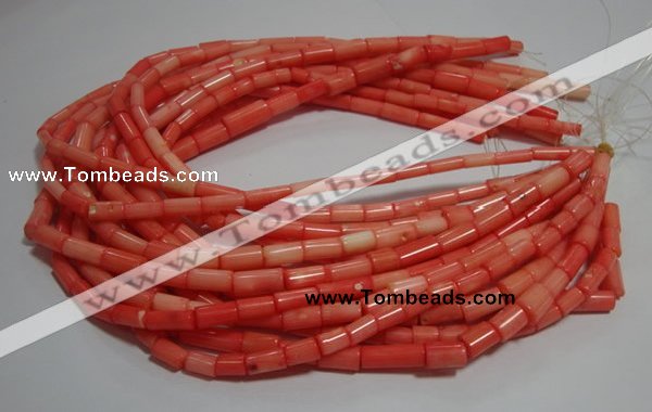 CCB84 15.5 inches 5*10mm column pink coral beads Wholesale