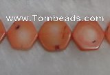 CCB85 15.5 inches 13mm hexagon pink coral beads Wholesale