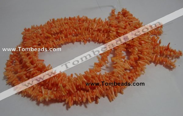 CCB86 15.5 inch 2*8mm irregular branch orange coral beads Wholesale