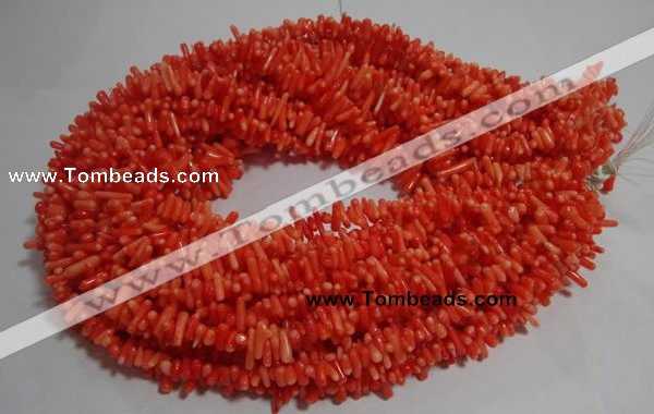 CCB91 15.5 inch 4*11mm irregular branch pale red coral chip beads