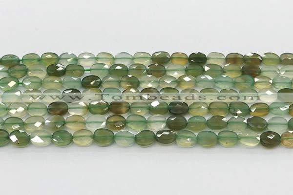 CCB917 15.5 inches 6*8mm faceted oval green agate beads