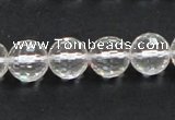 CCC210 15.5 inches 12mm faceted round grade AB natural white crystal beads