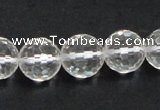 CCC211 15.5 inches 14mm faceted round grade AB natural white crystal beads