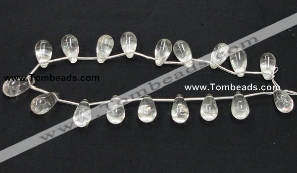 CCC214 15.5 inches 12*22mm teardrop grade AB natural white crystal beads