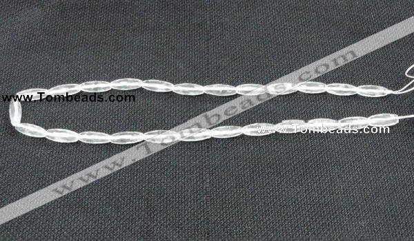 CCC265 6*16mm faceted rice grade A natural white crystal beads