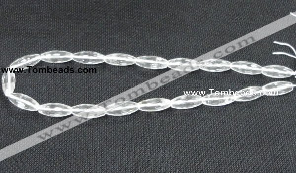 CCC267 8*20mm faceted rice grade A natural white crystal beads