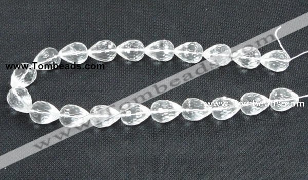 CCC275 10*14mm faceted teardrop grade A natural white crystal beads