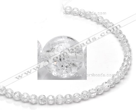 CCC39 15.5 inches 4mm round crackle white crystal beads Wholesale