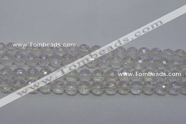 CCC411 15.5 inches 6mm faceted round AB-color white crystal beads