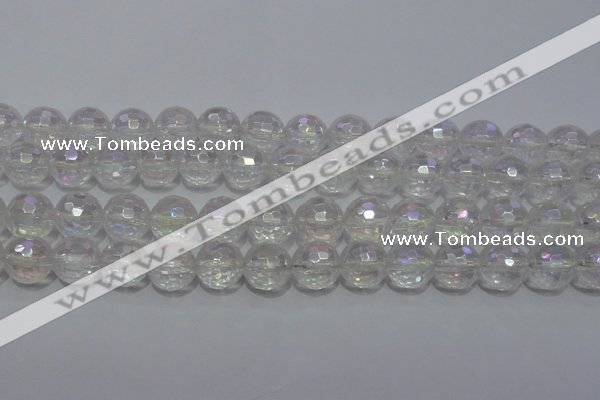 CCC412 15.5 inches 8mm faceted round AB-color white crystal beads