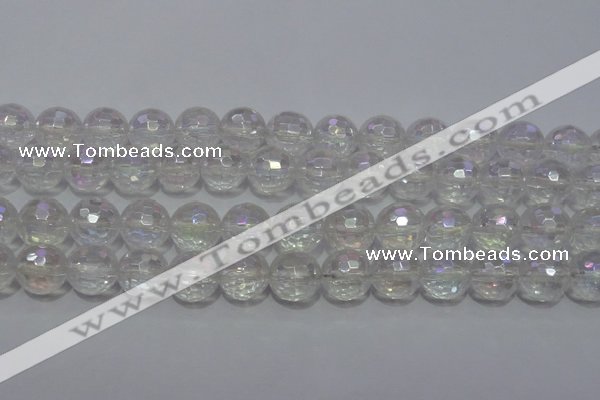 CCC413 15.5 inches 10mm faceted round AB-color white crystal beads