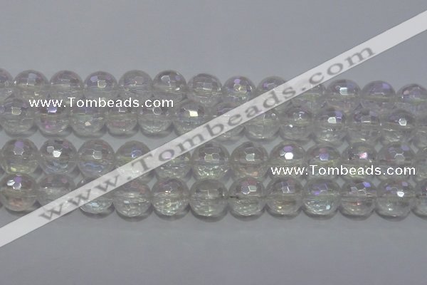 CCC414 15.5 inches 12mm faceted round AB-color white crystal beads